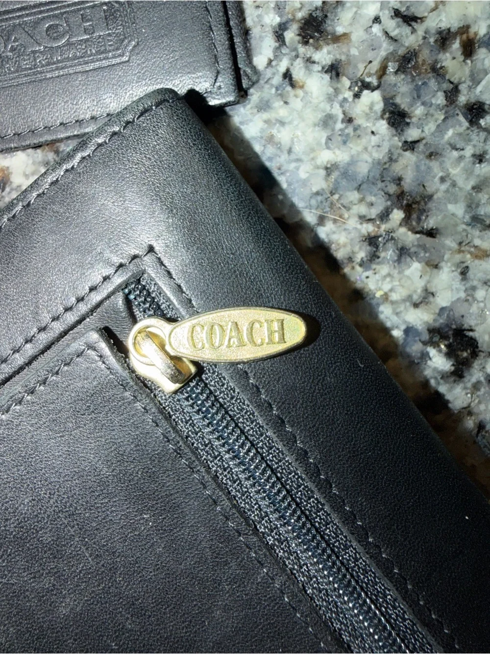 Vintage Coach Classic Black Leather Fold-Over
